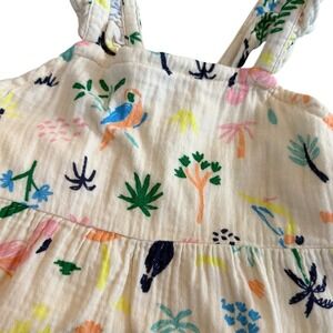 Hanna‎ Andersson Kids Girls Tropical Bird Tree Print Tiered Dress Size 6-7